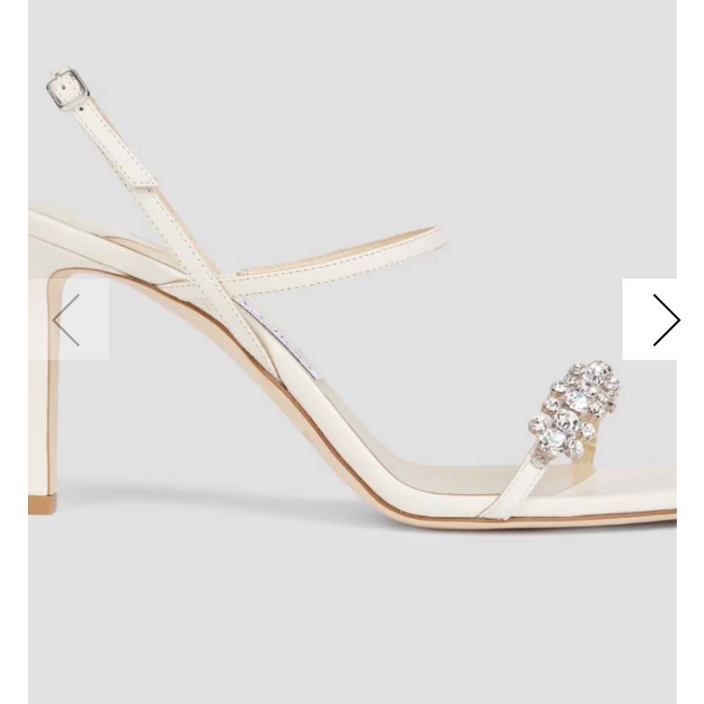 Jimmy Choos Meira 85 Leather Sandals with Crystal Strap